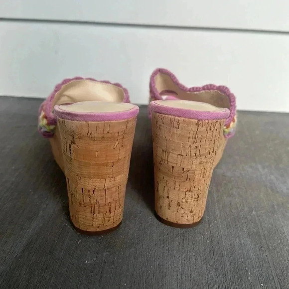 NEW JESSICA SIMPSON Size 7.5 Multi Colorful Knit Design Wedge Heel Sandals - Picture 3 of 10